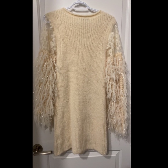 knit dress with fringe sleeves NWT - Picture 2 of 4